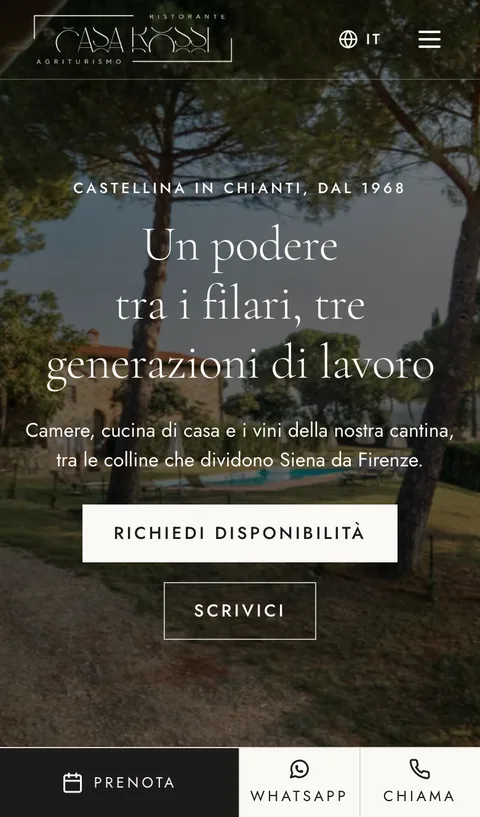 Il sito di esempio aperto su un telefono (Classico)