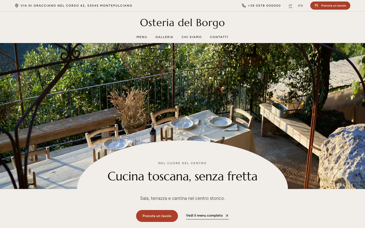 Arco: la home del sito di esempio