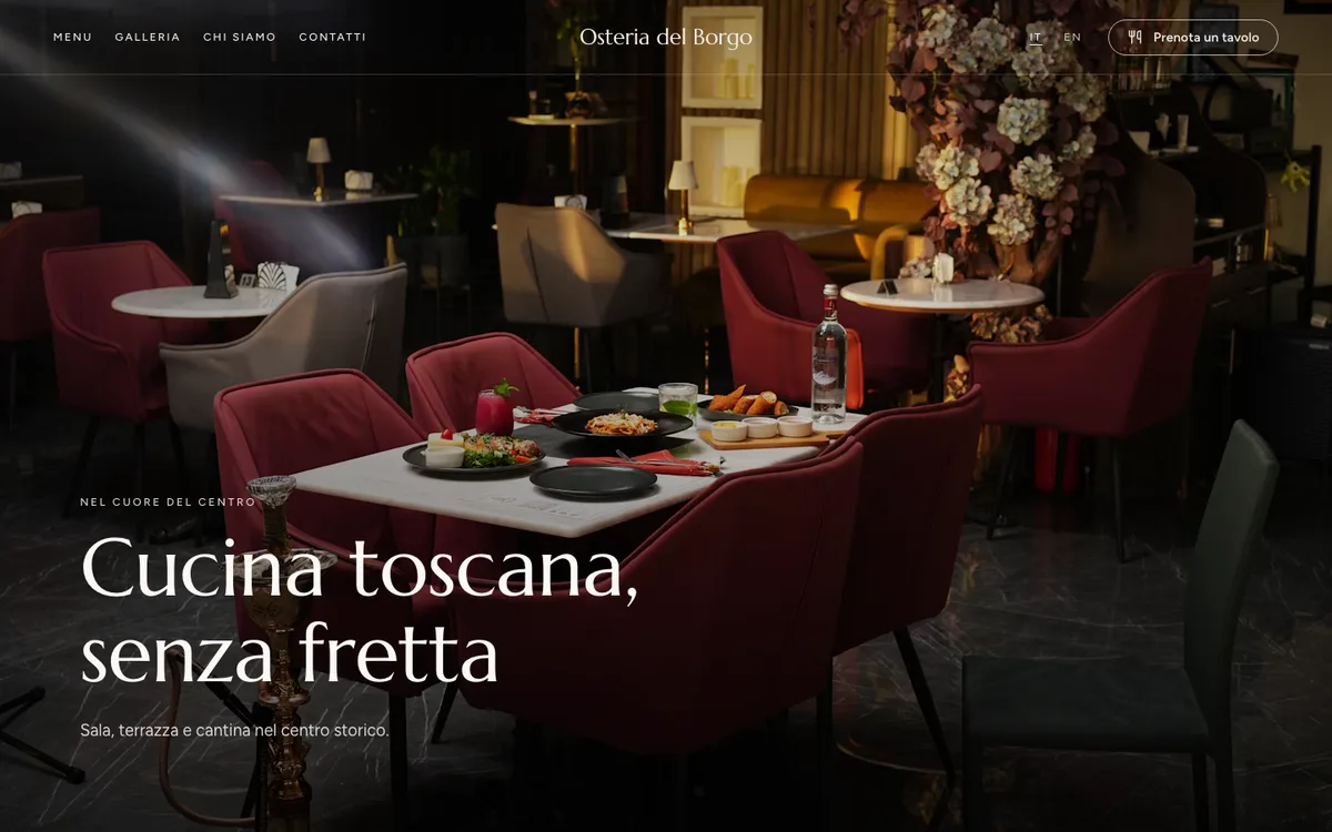 Brace: la home del sito di esempio