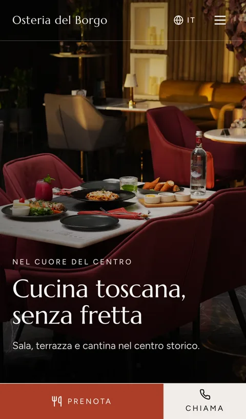 Il sito di esempio aperto su un telefono (Brace)