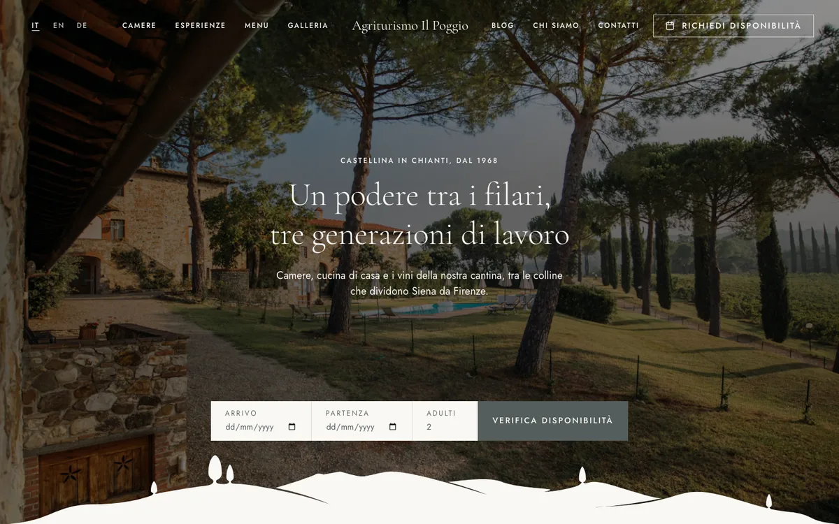 Colline: la home del sito di esempio