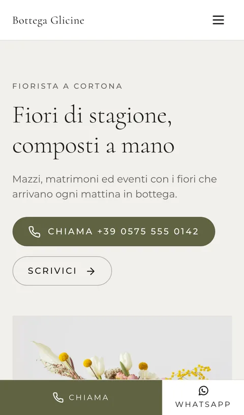 Il sito di esempio aperto su un telefono (Erbario)