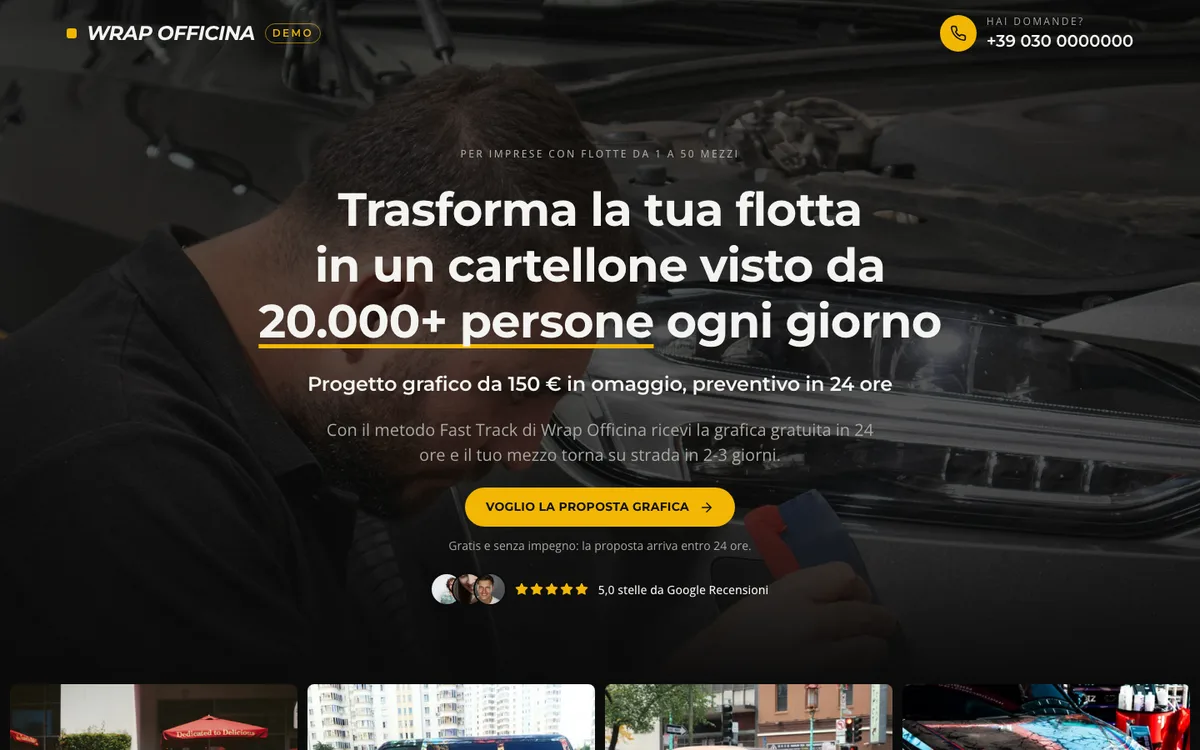 Landing page: la home del sito di esempio