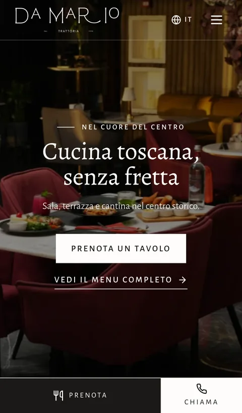 Il sito di esempio aperto su un telefono (Classico)